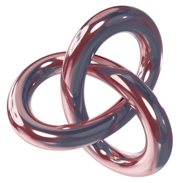 A chrome torus knot in crimson and midnight, the Onelink Digital brand object.